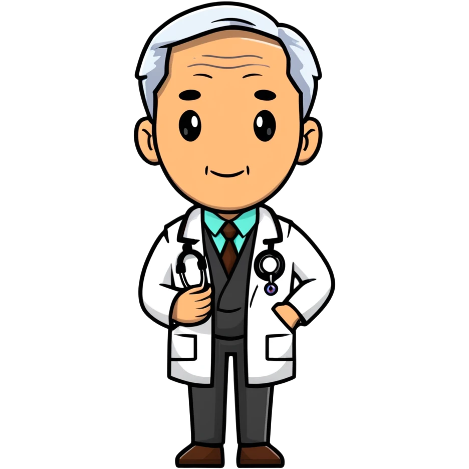 professional mature male doctor around 60 with stethoscope and white coat, cinnamon skin tone, medium-dark complexion emoji