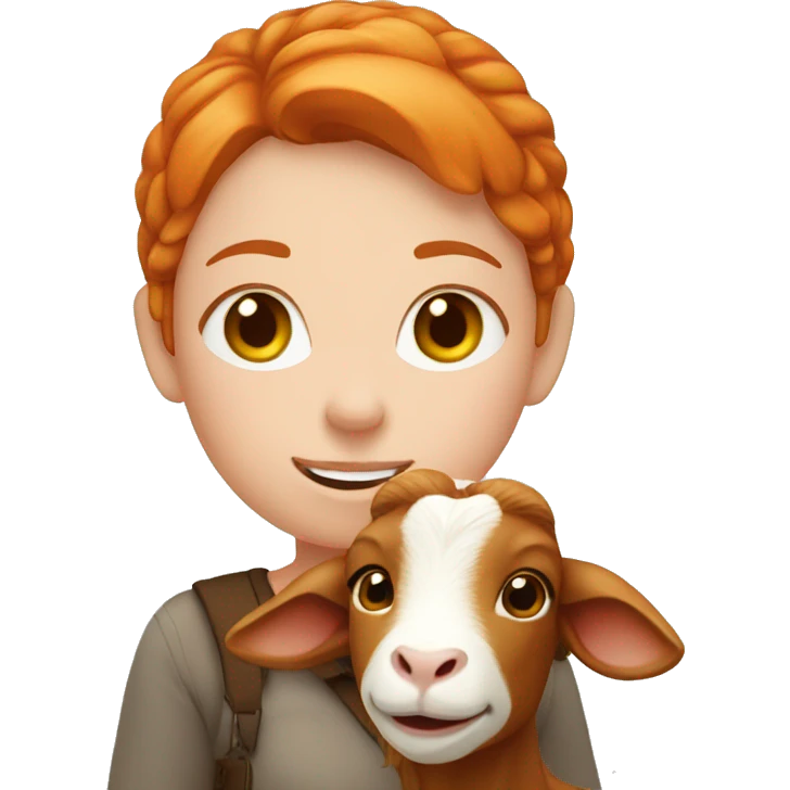 Ginger girl with a goat emoji