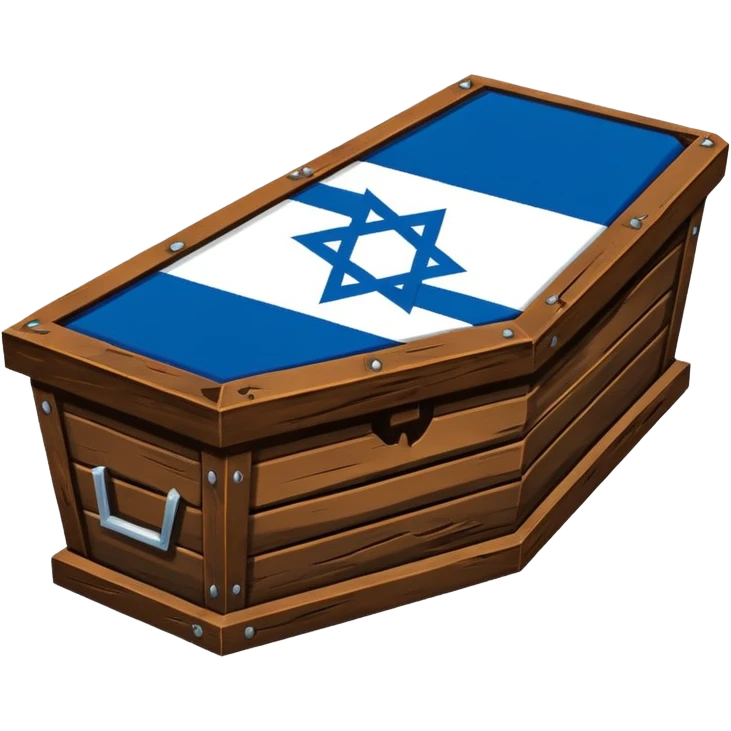 Israel flag star turning inwards to look like trash then a coffin till it says the end in all blue background  emoji