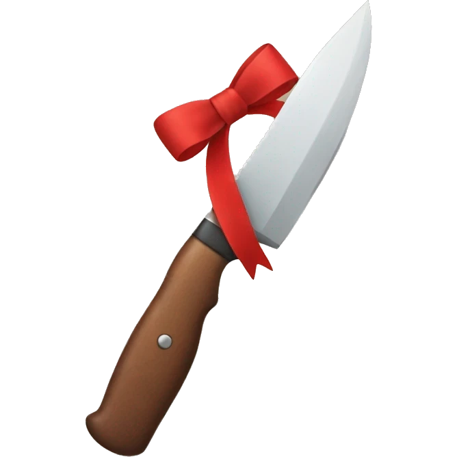 create a knife emoji and make the knife red with a bow on the handle emoji