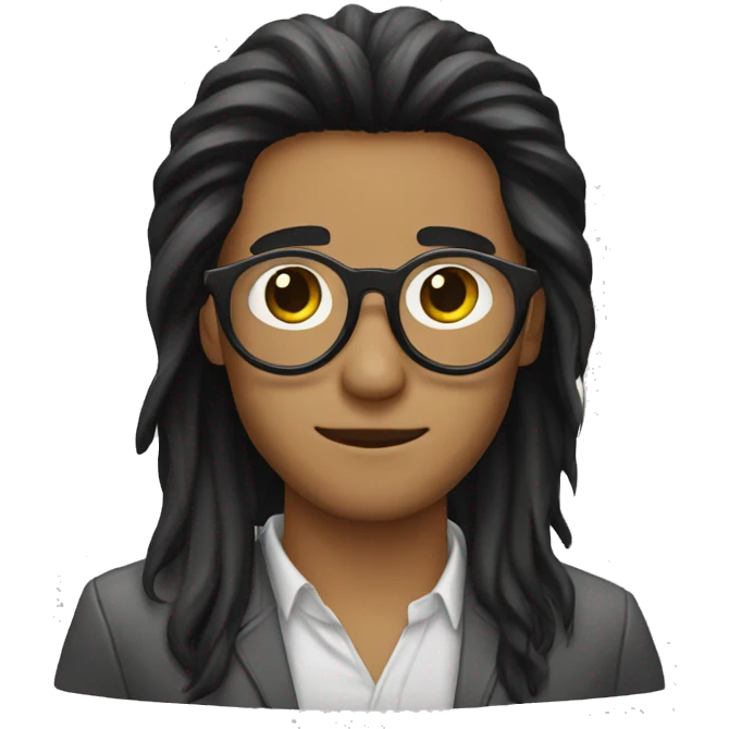 long black hair guy with circle eyewear emoji