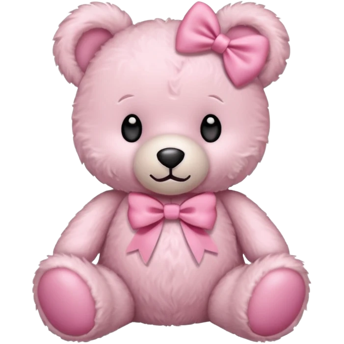 light pink adorable teddy bear with bow emoji