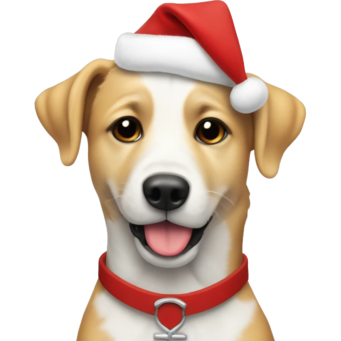 perro pastor catalan blanco con garro de navidad emoji