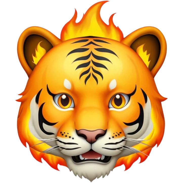 tiger face version of This is Fine meme with small flames for Twitch emote emoji