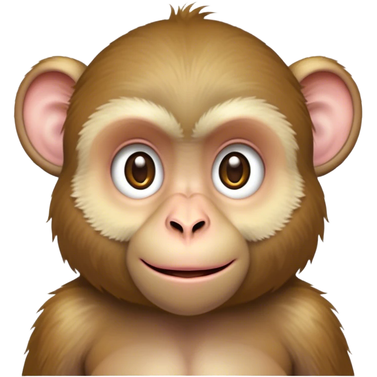 Cinematic Cute Macaque Portrait Emoji, Head tilted playfully and inquisitively, with a charmingly mischievous face accented by soft, fuzzy fur and round, sparkling eyes filled with curiosity, Simplified yet irresistibly adorable features, highly detailed, glowing with a warm, friendly glow, high shine, affectionate and lively, stylized with a touch of primate whimsy, bright and endearing, soft glowing outline, capturing the essence of a playful macaque that seems as if it could jump out of the screen into your arms! emoji
