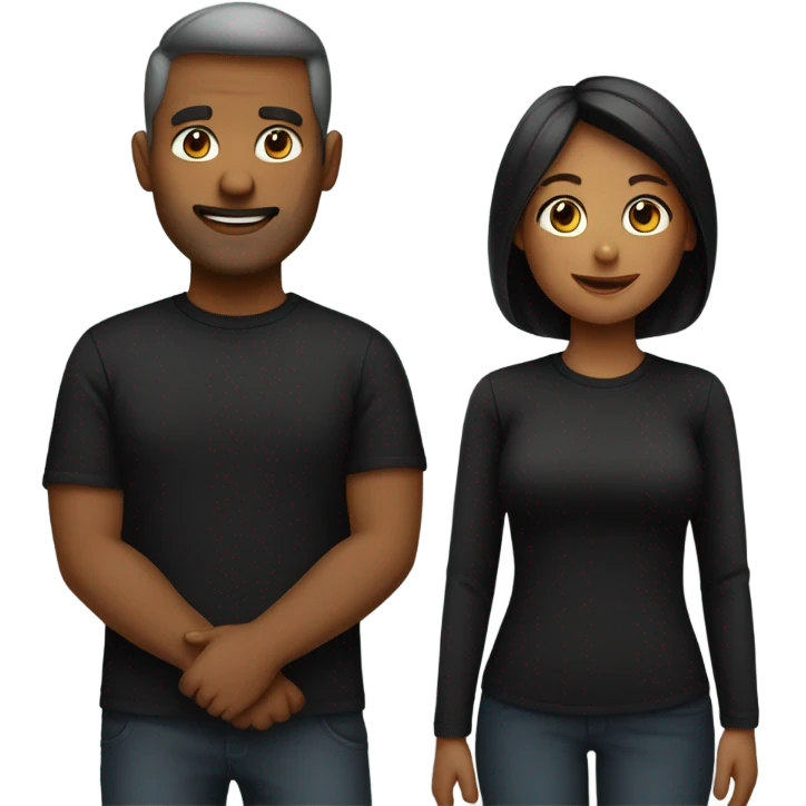 Husband and wife in black shirts emoji