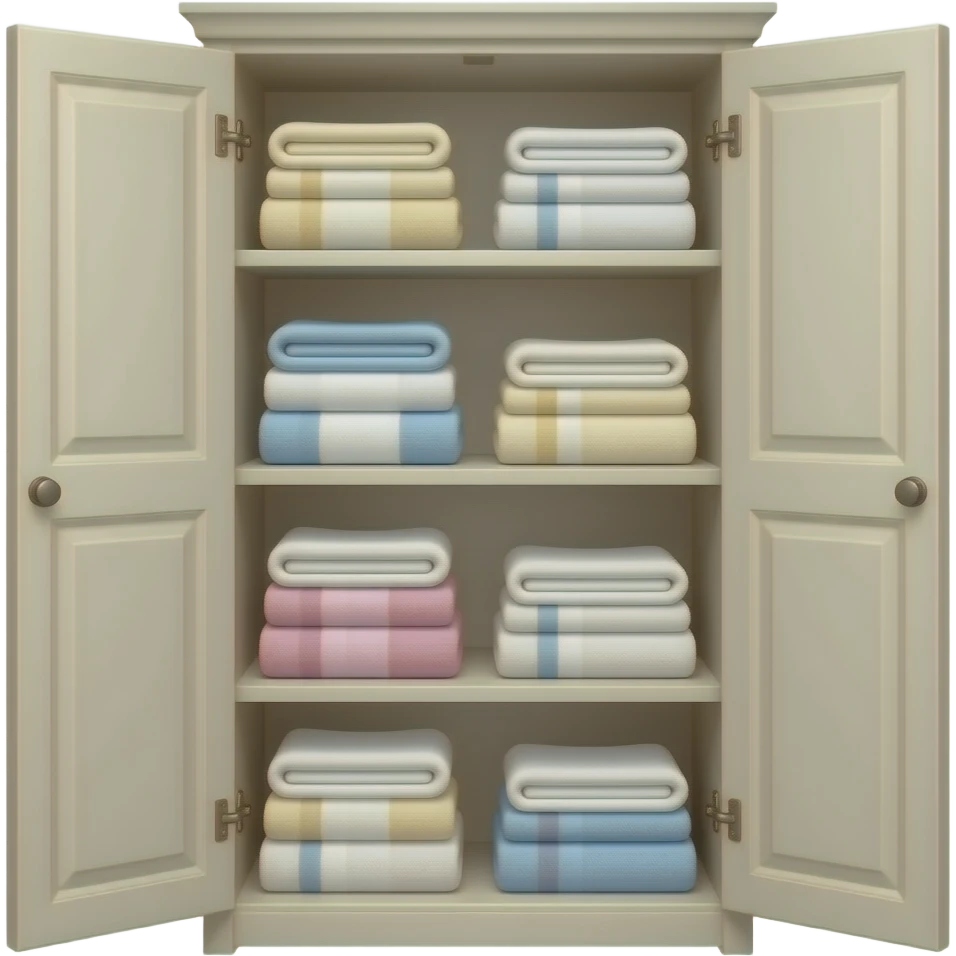 Bathroom tall cabinet with a lot of towels inside emoji