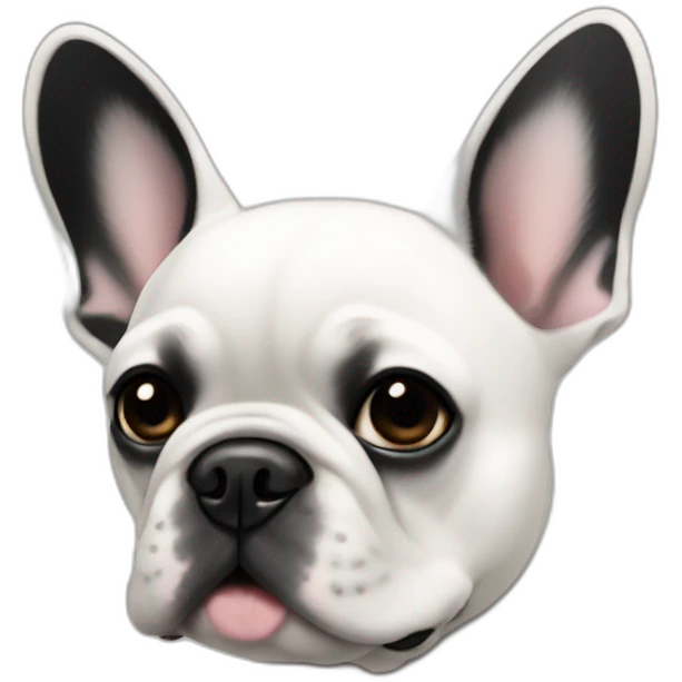White French bulldog with black on the right and ears, black eyes emoji