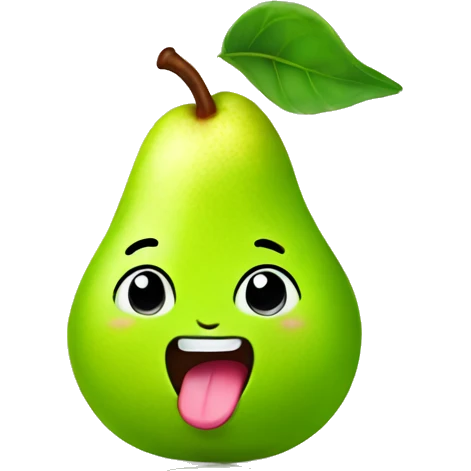 Shiny Green Cute pear with tongue emoji