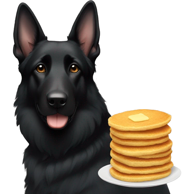  black German shepherd with floppy ears with oancakes emoji