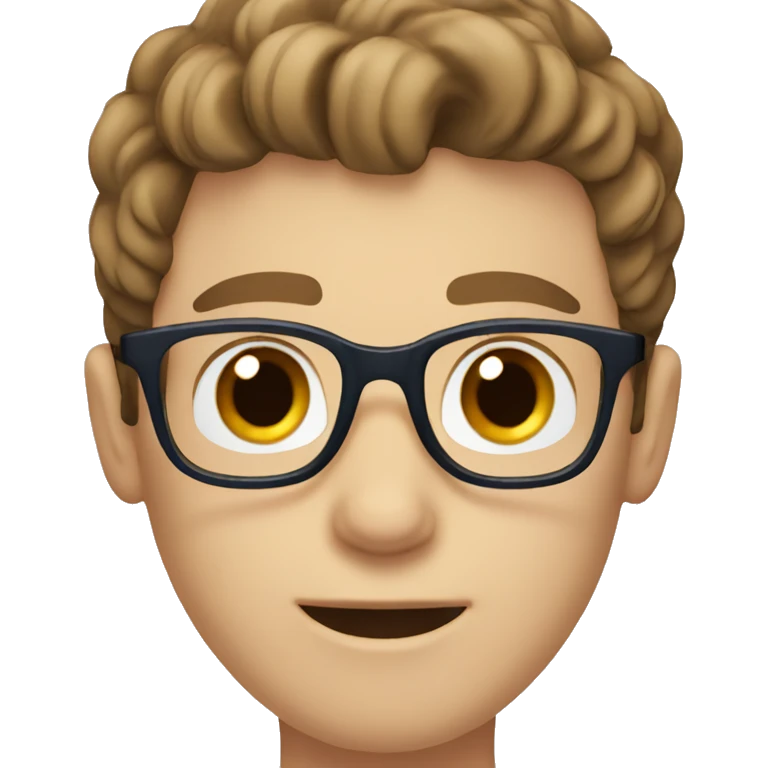White boy with brown hair, blue eyes and glasses emoji