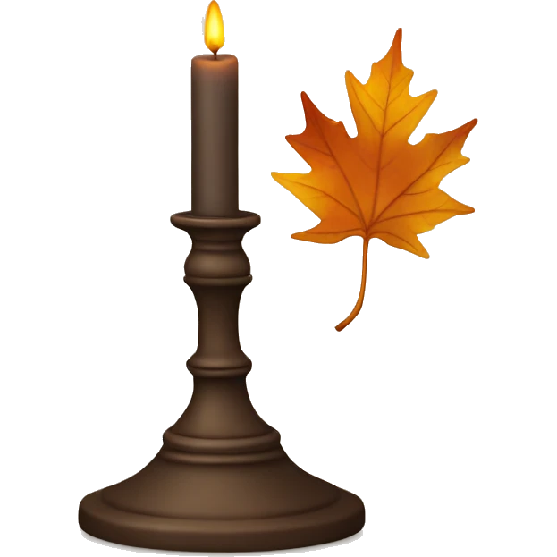 Candle stick with fall leaf emoji