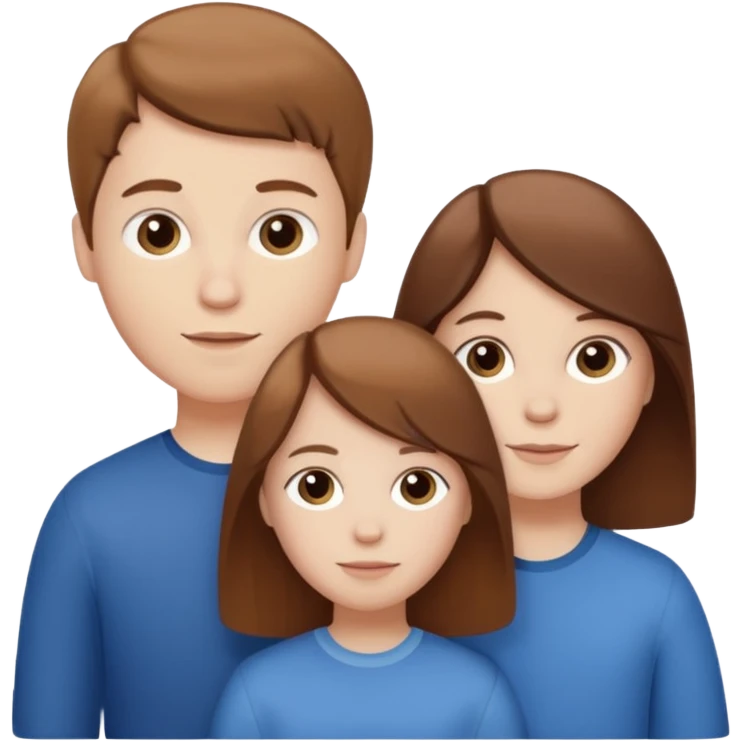 3 white siblings. Sibling 1 - Oldest sibling, white female, with brown hair. Sibling 2 - Middle sibling, white male, with brown hair. Sibling 3 - Youngest sibling, white female, with brown hair. emoji