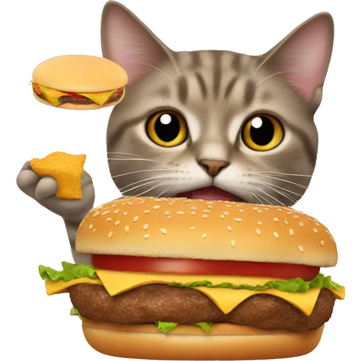 cat eating burger emoji