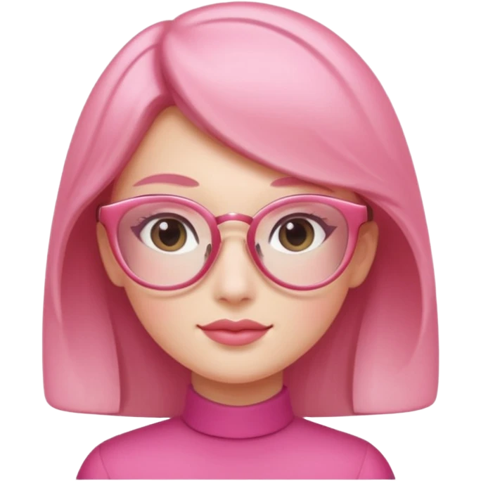 A 3D cartoon rose-pink spectacle with glossy curved frames and soft reflections, feminine Memoji-style rendering., negaive: characters. emoji