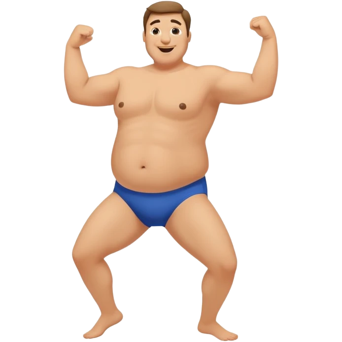 hot dad bod dancing, middle-aged man with slightly overweight body dancing enthusiastically emoji