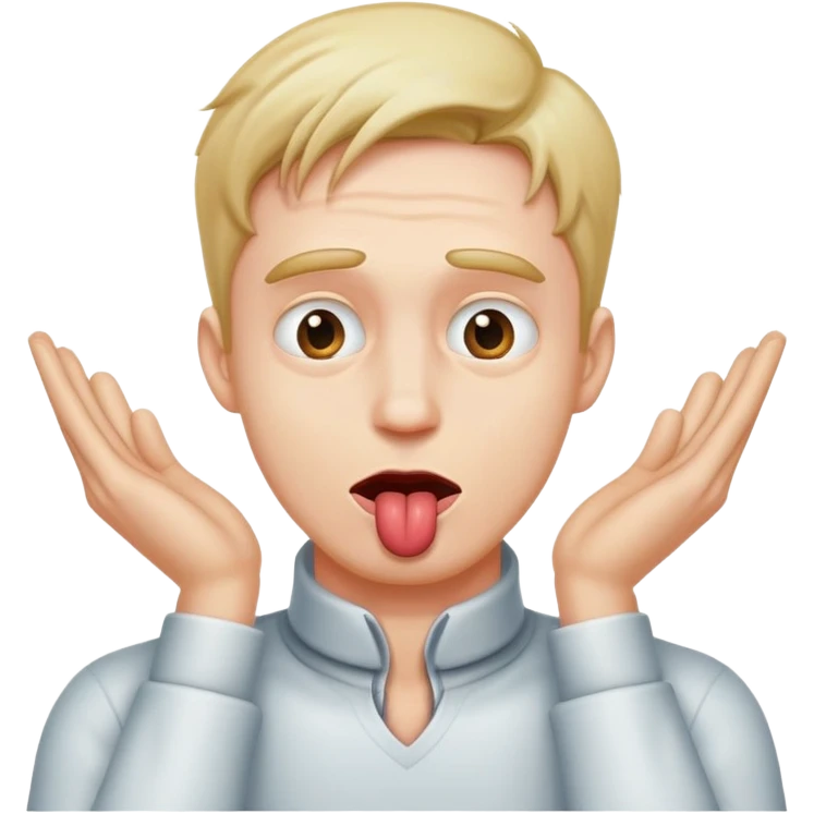Man with hands on neck with “x” as eyes and tongue put emoji