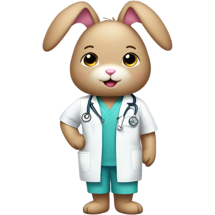 pink bunny wearing scrubs emoji