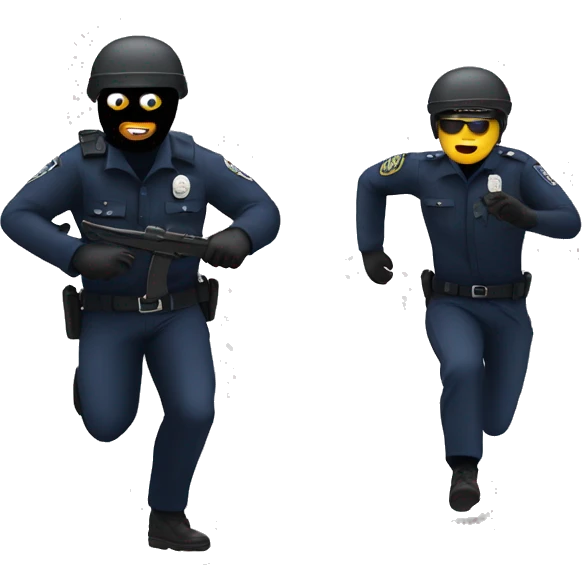 Police officer chasing man in a ski mask emoji