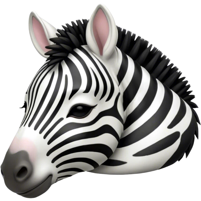 Meme-Worthy Cute Sleeping Zebra Portrait Emoji, Head resting peacefully with a contented smile, showcasing a lean, graceful build and a luxuriously soft striped fur, a refined, equine head with a long snout and alert ears, and eyes shut in a serene, restful nap, Simplified yet hilariously adorable features, highly detailed, glowing with a soft, drowsy light, high shine, relaxed and utterly lovable, stylized with an air of playful laziness, bright and heartwarming, soft glowing outline, capturing the essence of a comically sleepy zebra that feels like it could instantly become the next viral sensation of adorable slumber! emoji