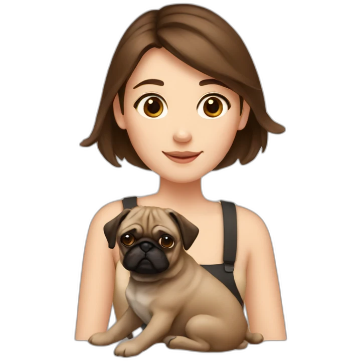 Girl with brown hair and brown pug emoji