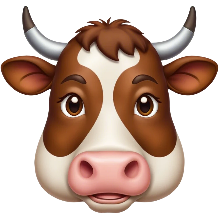 Cinematic Noble Brown Cow Portrait Emoji, Poised and regal, with a large, sturdy build and a smooth, well-groomed deep brown hide, deep-set soulful brown eyes, Simplified yet sharp and sophisticated features, highly detailed, glowing with a soft, dignified glow, high shine, intelligent and calm, stylized with an air of pastoral majesty, focused and attentive, soft glowing outline, capturing the essence of a watchful and confident bovine guardian, so majestic it feels as though it could amble out of the screen with effortless authority! emoji