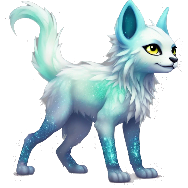 Cool cute Kawaii edgy ethereal futuristic modern epic fantasy animal sparkle fursona Fionbri creature by griffsnuff & LiLaiRa & Falvie full body emoji