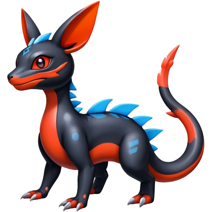 Cute Shiny Guilmon-Salandit-Umbreon-Fakémon-hybrid-creature (full body)  emoji