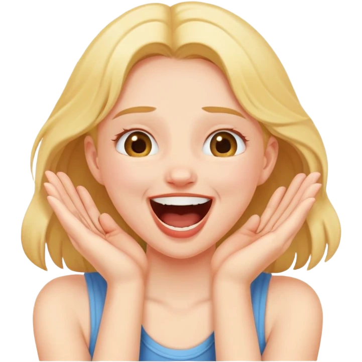 Girl choking her throat laughing with two hands emoji