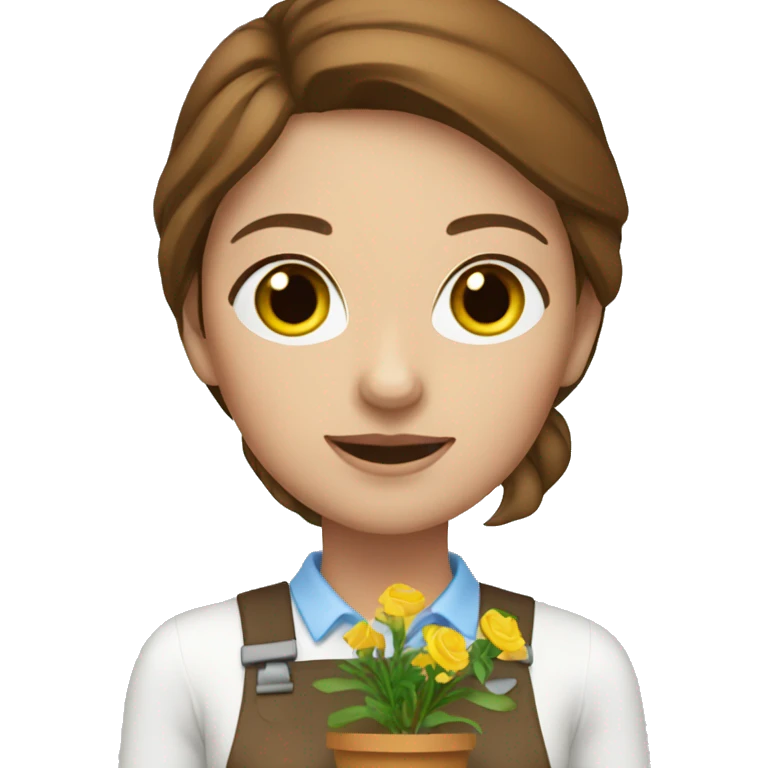 woman florist with blue eyes brown hair emoji