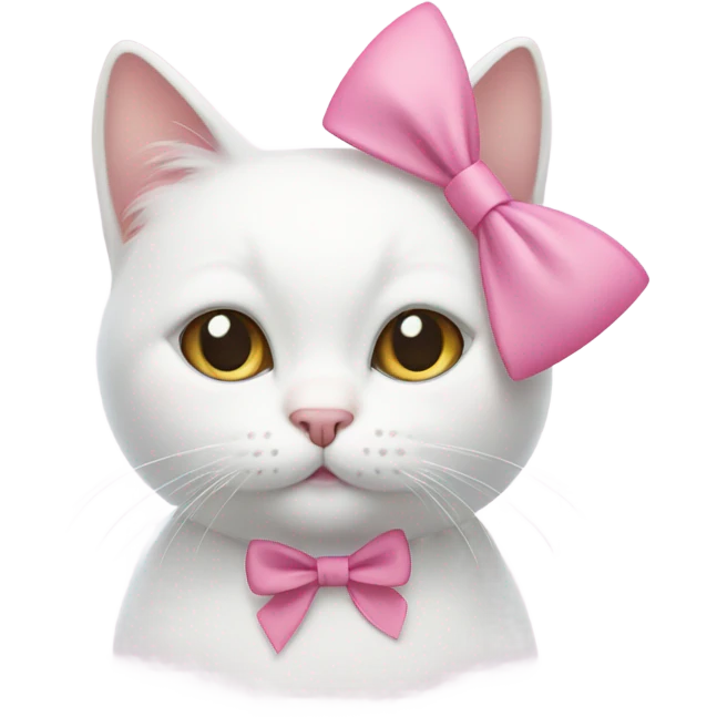 White cat with pink bow on ear emoji