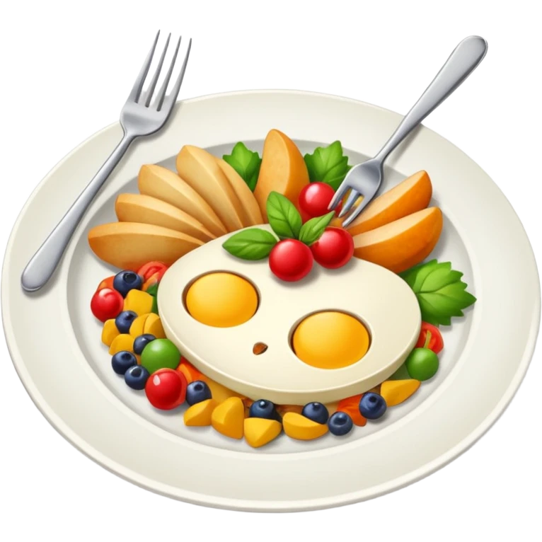 plate of food with cutlery
 emoji