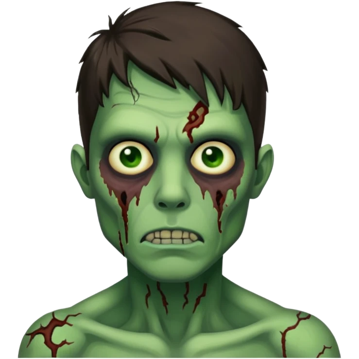 pretty brunette zombie man with green skin emoji