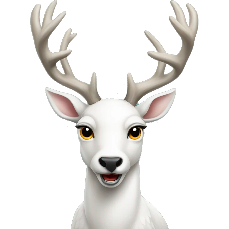A white deer,with a fierce expression  emoji