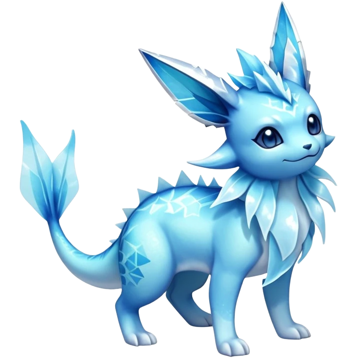 Shiny Sparkly Ethereal Exotic Colorful Vaporeon-Glaceon-Amaura-Aurorus-Fakémon-hybrid-creature (full body)  emoji