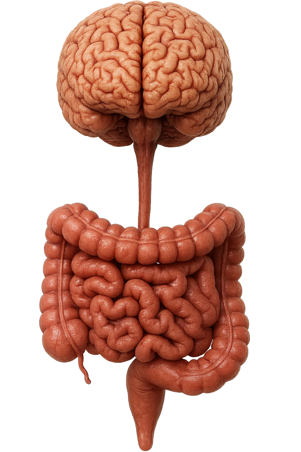intestino e cervello sono collegati verticalmente, iperrealistico 4k emoji