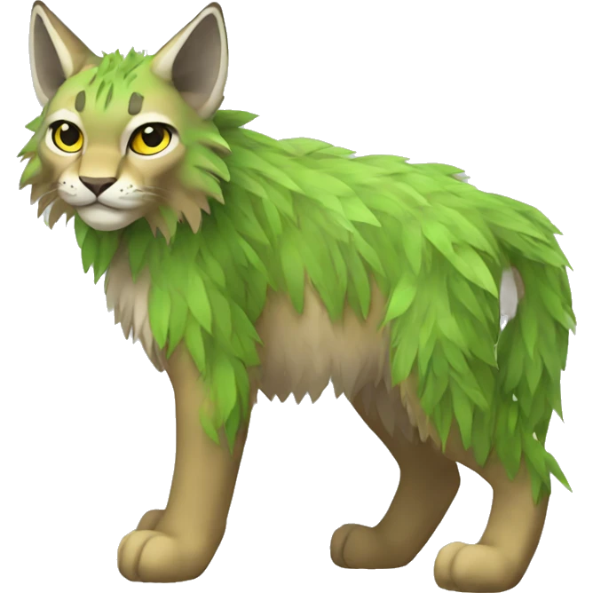 Grass-type Fakémon-Lynx full body emoji