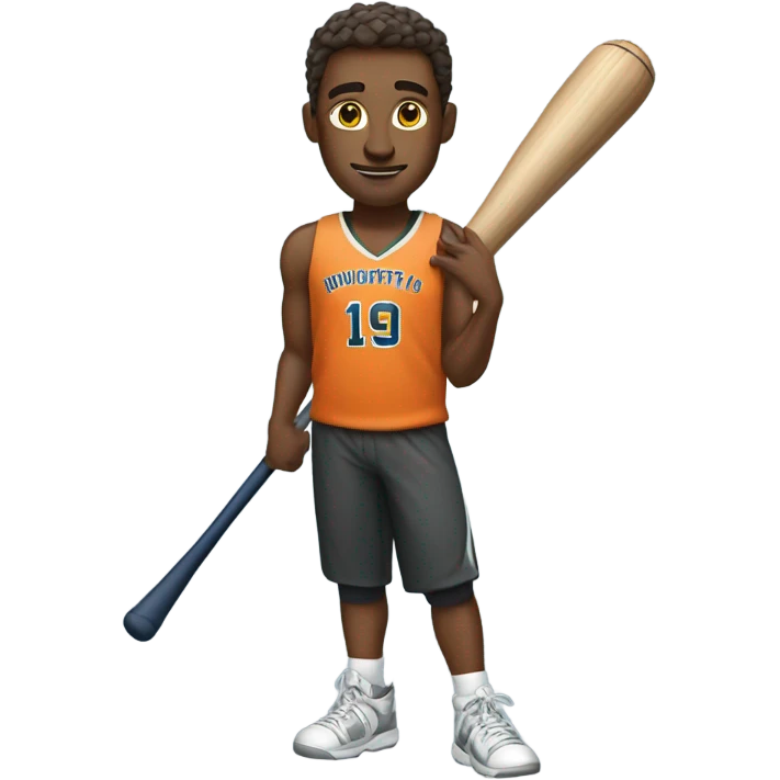 Basketball player holding baseball bat emoji