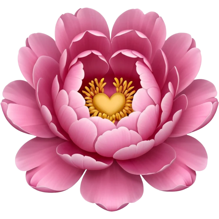 Peony of soft pink color with a heart emoji