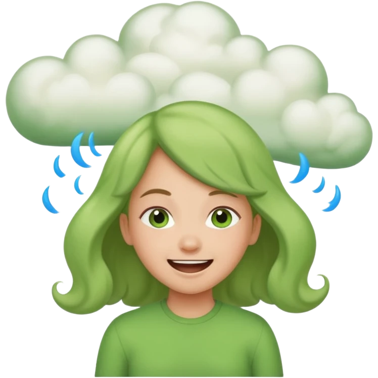 Girl farting green fart clouds emoji