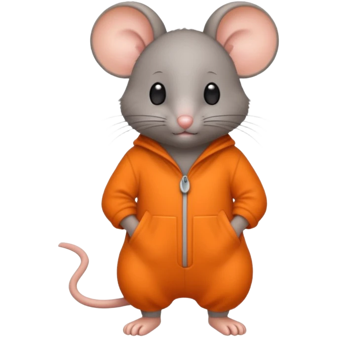 a grey mouse Prison wear orange jumpsuit emoji