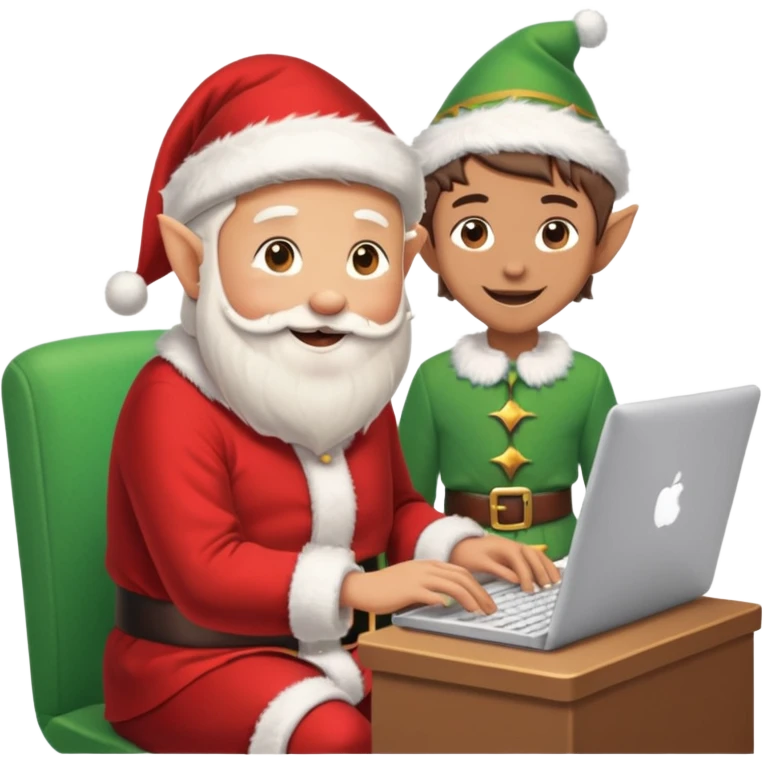 christmas chats - typing - online chats - with santa and a elf emoji