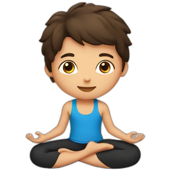 brunette boy doing yoga emoji