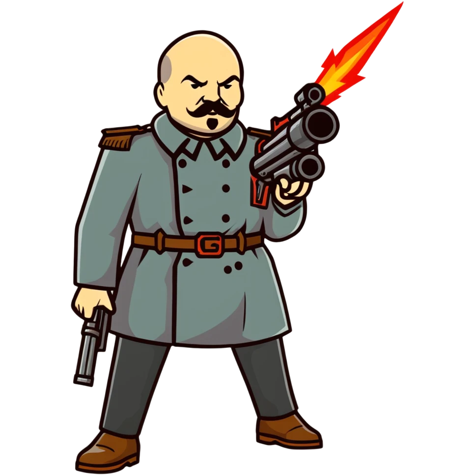 Vladimir Lenin wielding a minigun emoji