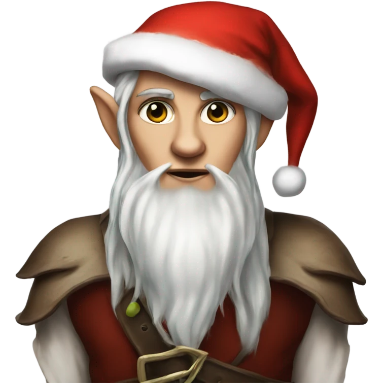 rogue male elf fantasy wearing santa hat emoji