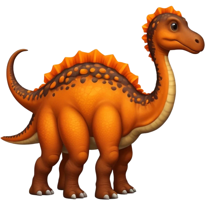 highly realistic giant dark brown brontosaurus with orange frills on its neck and tail emoji