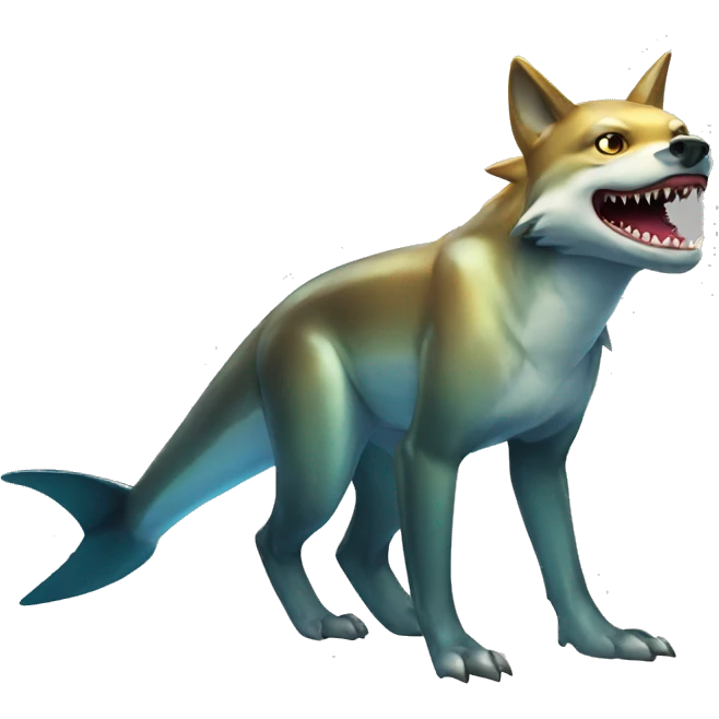 Shiny Colorful Shark-Wolf Full Body emoji