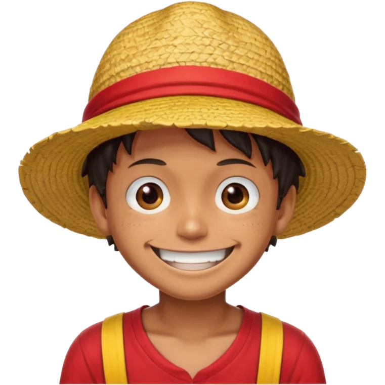 Luffy with a big smile and red shirt with yellow and red straw hat emoji