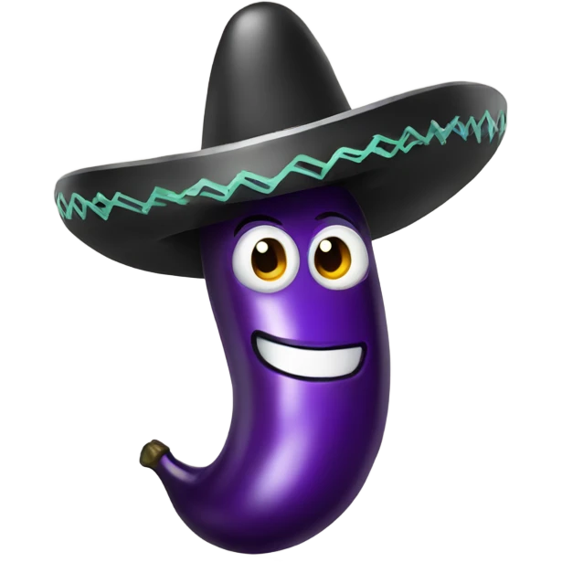 Chrome Eggplant wearing a sombrero emoji