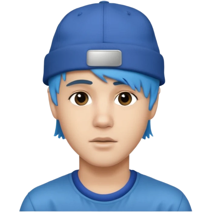 justin bieber, blue hair, hat emoji